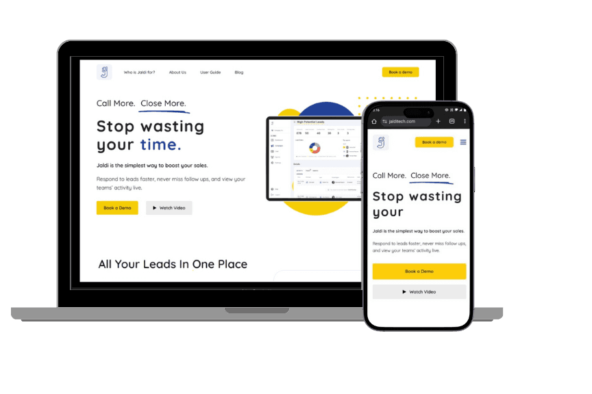 Jaldi CRM - marketing site and lead dashboard