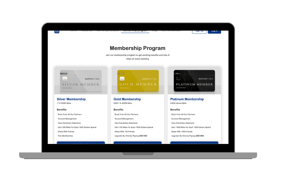 ExtraMiles app - miles, tiers and partner deal screens