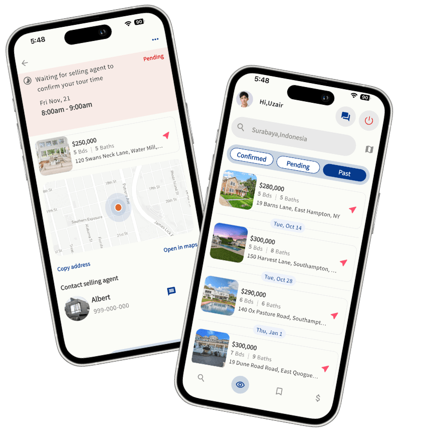 Nestly app - tour scheduling and saved property list